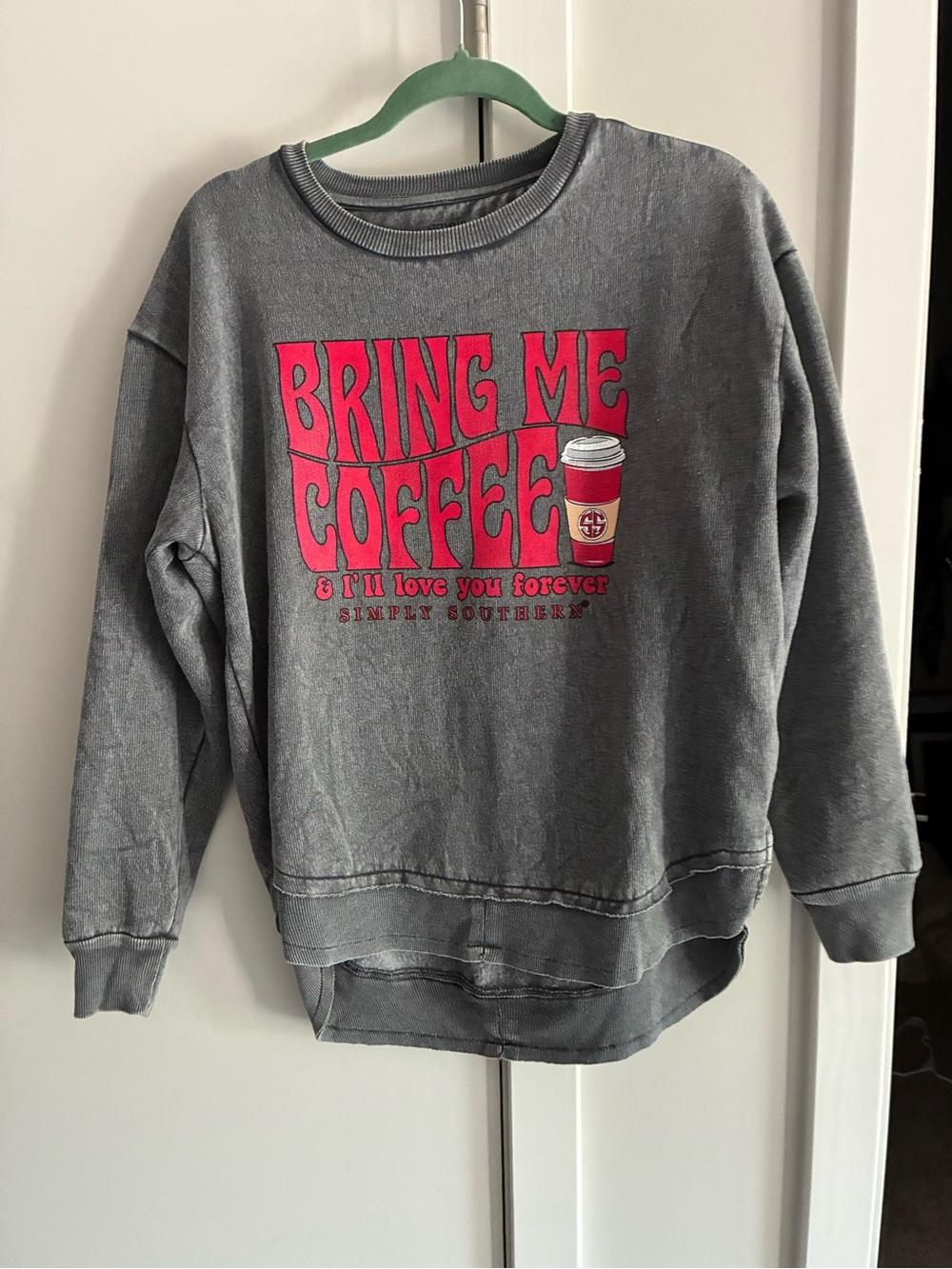 Simply Southern Gray Crewneck Sweatshirt with Black Print